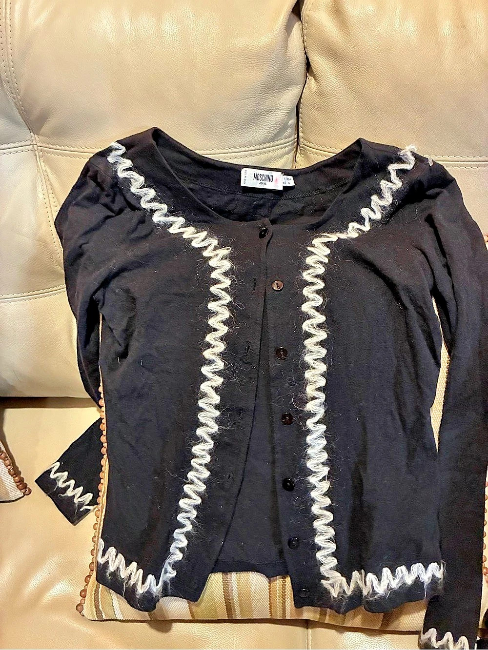 Moschino Jeans Long Sleeve Cardigan Black Size 6